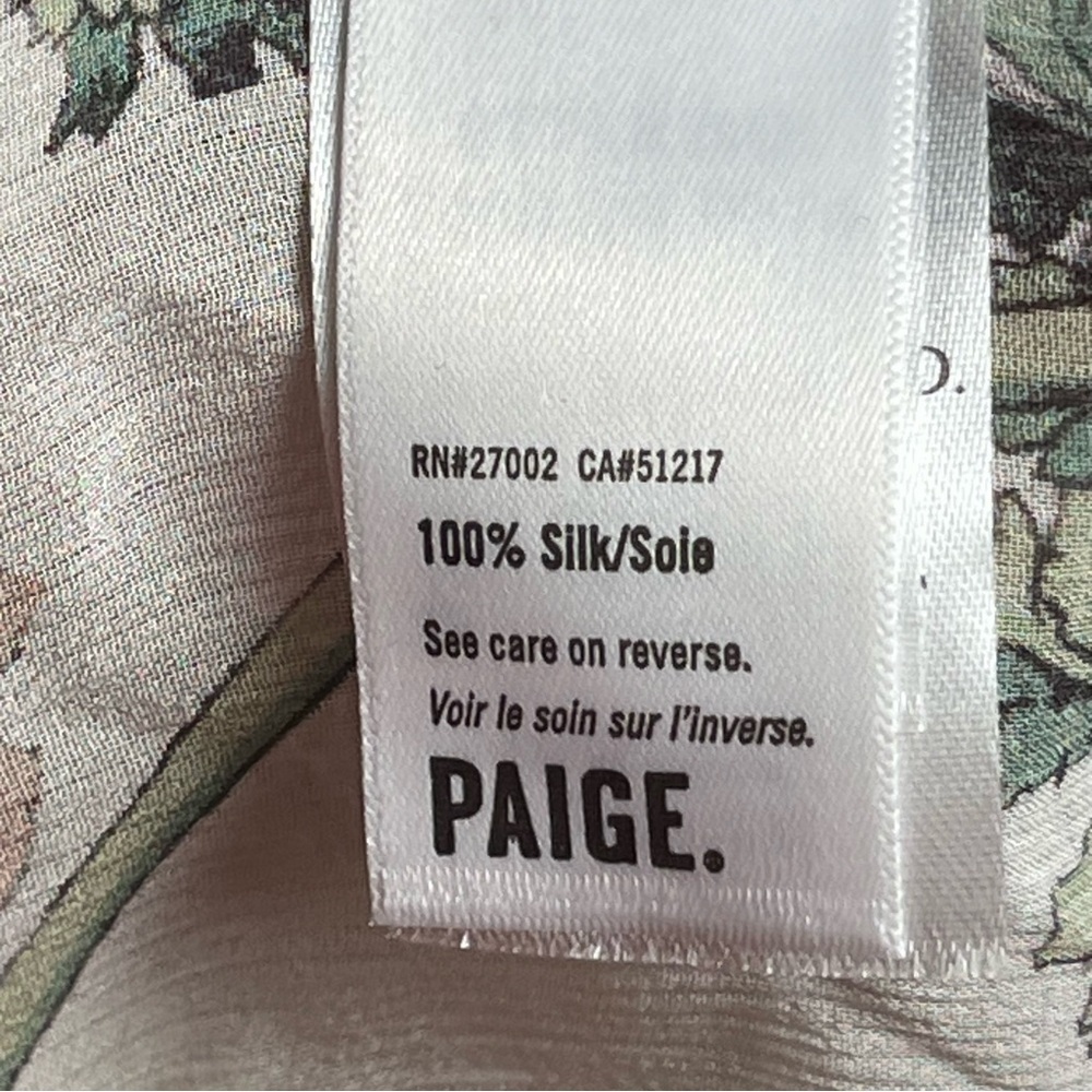 PAIGE Ivory Karin Floral Silk Ruffle Blouse — Small - Picture 10 of 10